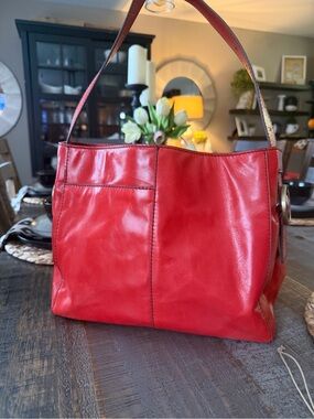 HOBO Red Leather Hobo Shoulder Bag